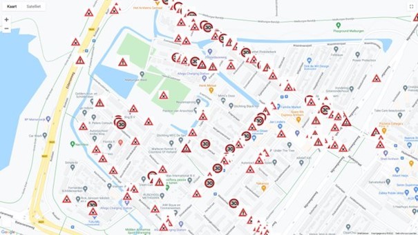 Kaart van Malburgen-West met daarop 278 meldingen verdeeld over 36 straten