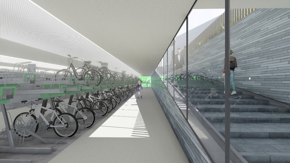Impressie ondergrondse fietsenstalling Willemsplein