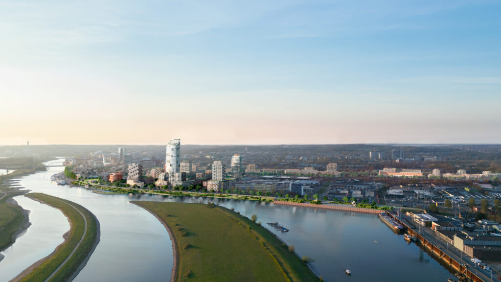 Zicht op Rijnpark Fase 1 vanaf de Rijn